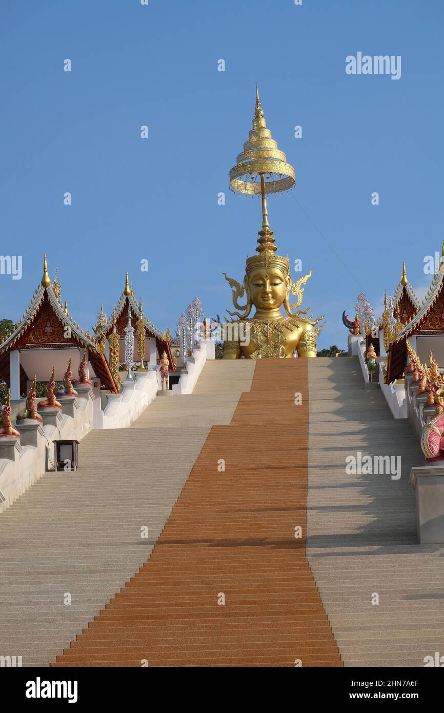 Stairway to heaven, Wat Phra That, Doi Saket, Chiang Mai, Thailand. Stock Photo