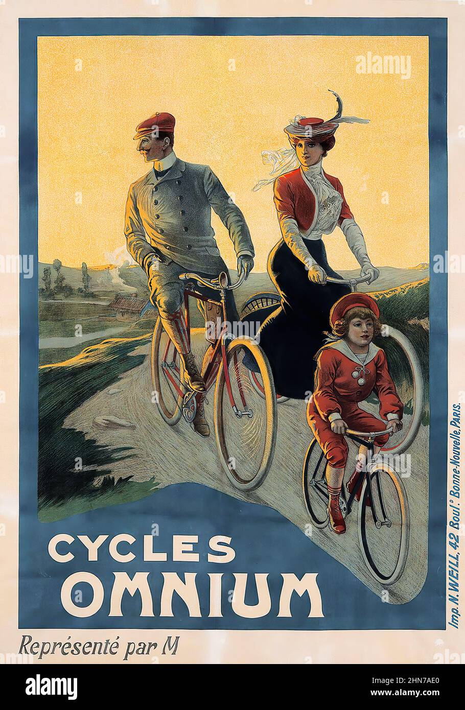Cycles Omnium (ca. 1896) F. CAPELLI - Vintage bicycle advertisement poster. Stock Photo