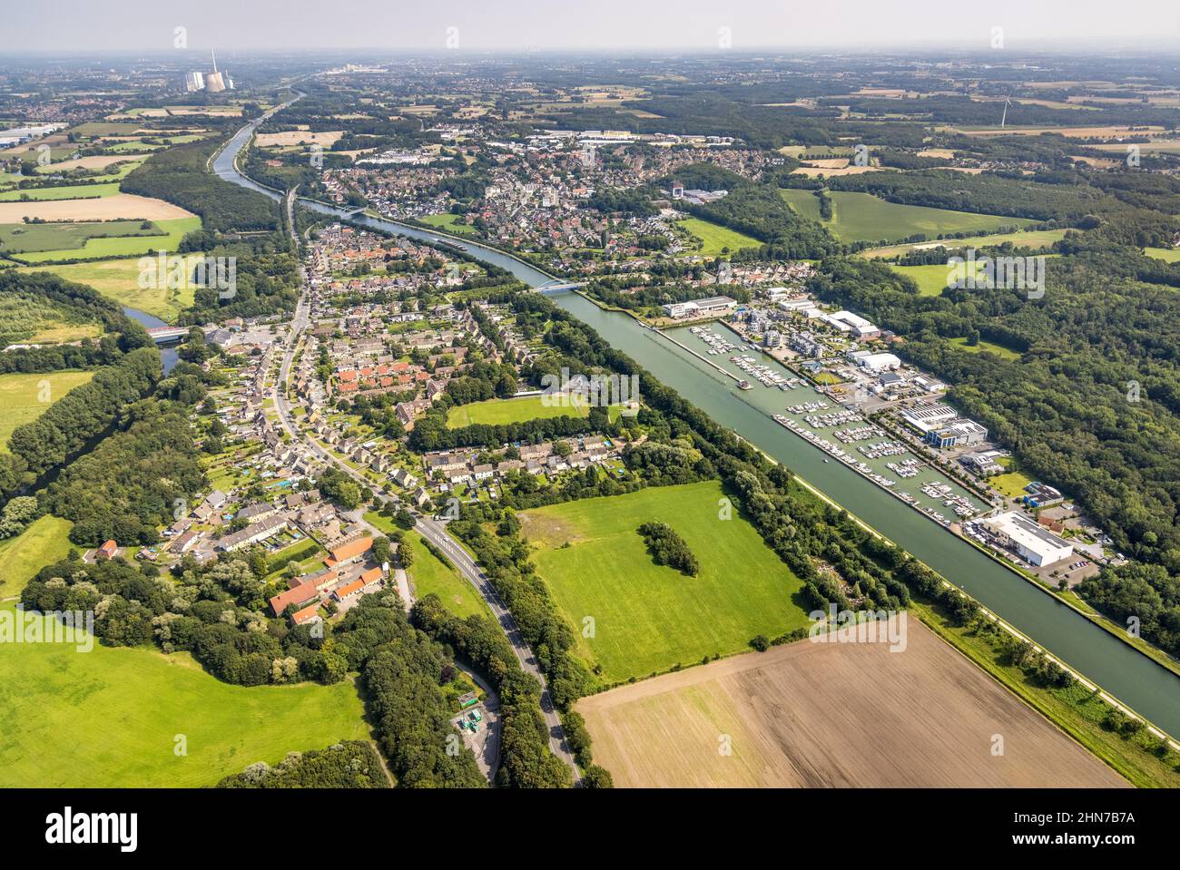 Luftbild, Yachtafen Marina Rünthe in Bergkamen, Ruhrgebiet, Nordrhein-Westfalen, Deutschland Stock Photo