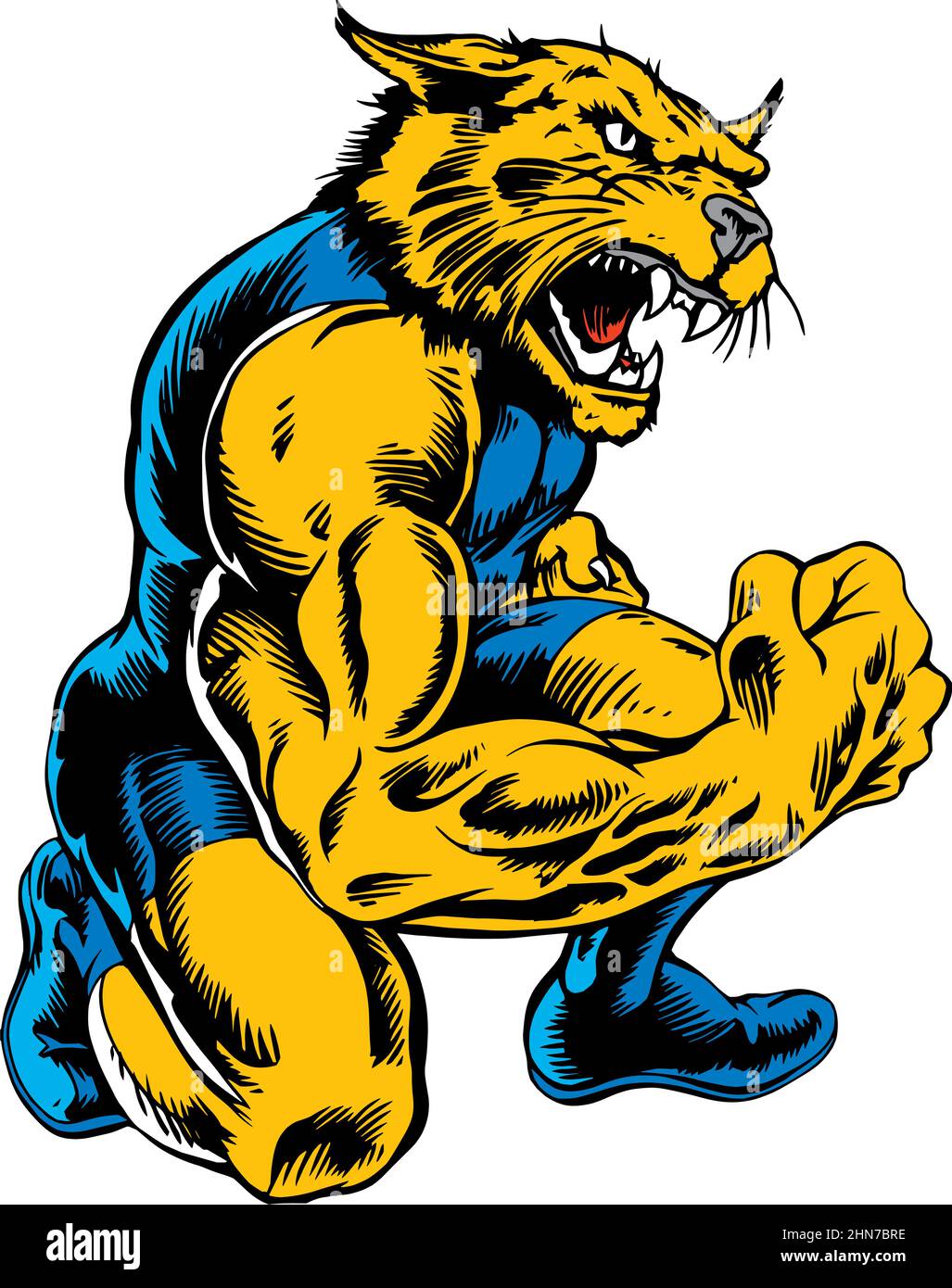 Wildcat Mascot Wrestler Vector Illustration Stock Vector