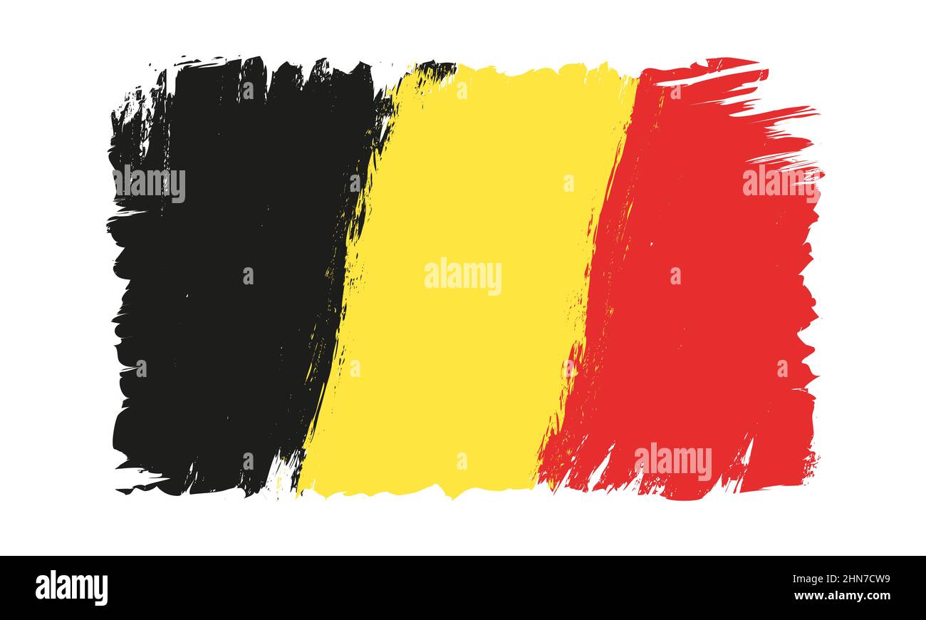 Vector vintage Belgium flag. Drawing flag of Belgium in grunge style. Stock Vector