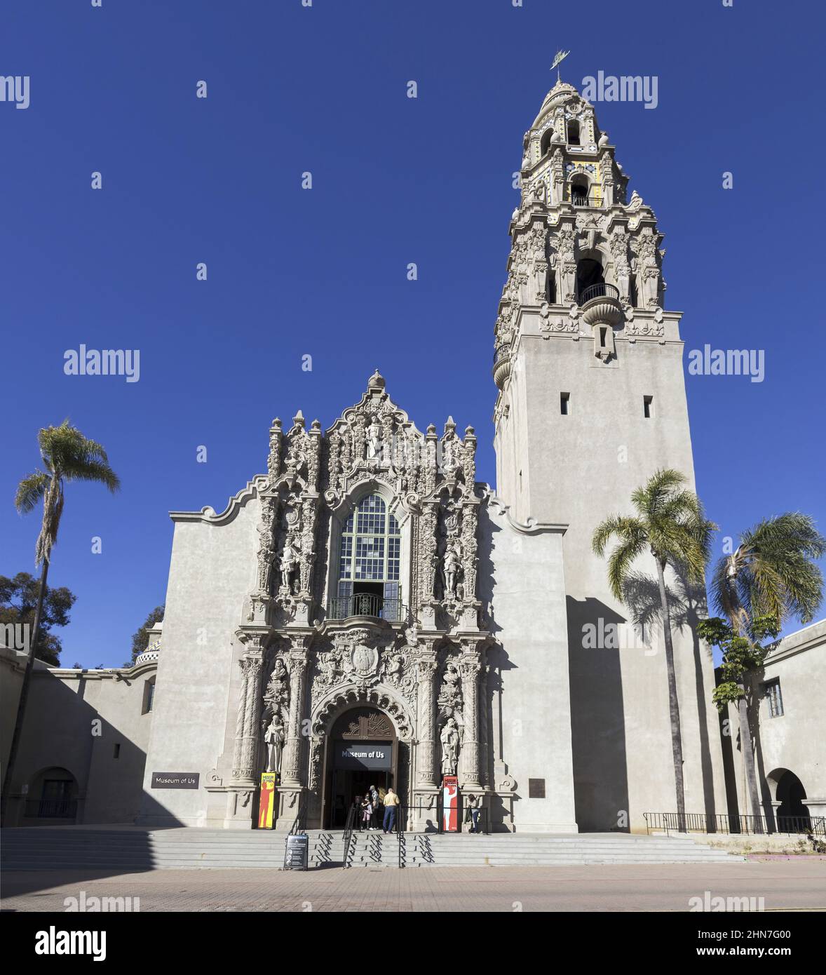 Museum of Us, former Museum of Man, front view facade building exterior vertical portrait view. Balboa Park San Diego California USA Stock Photo