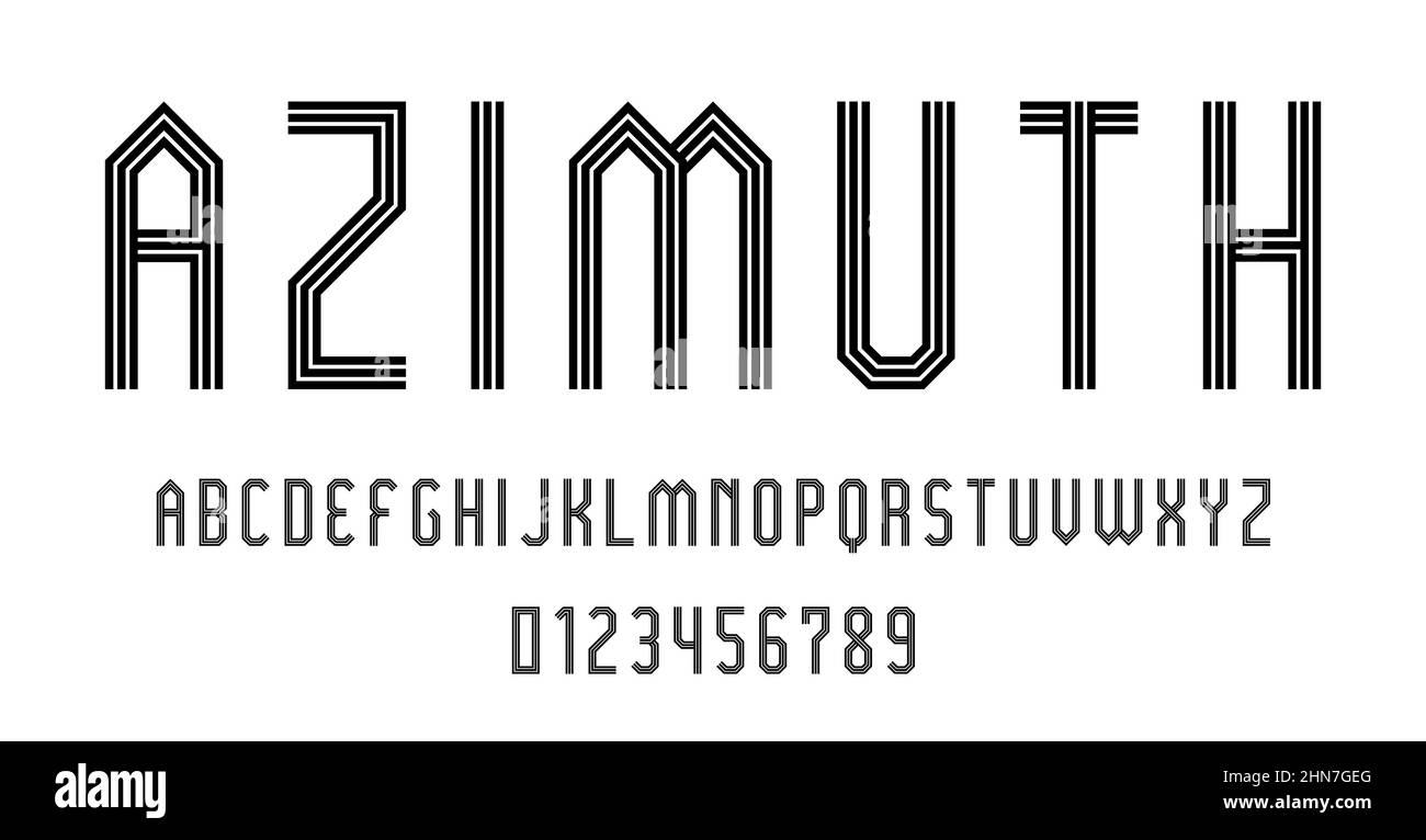 Set of alphabets font letters and numbers modern abstract design with ...