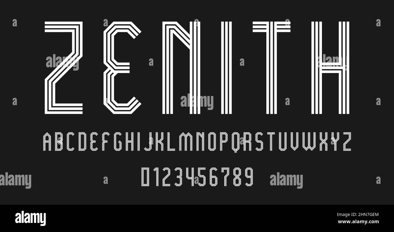 Set of alphabets font letters and numbers modern abstract design with ...