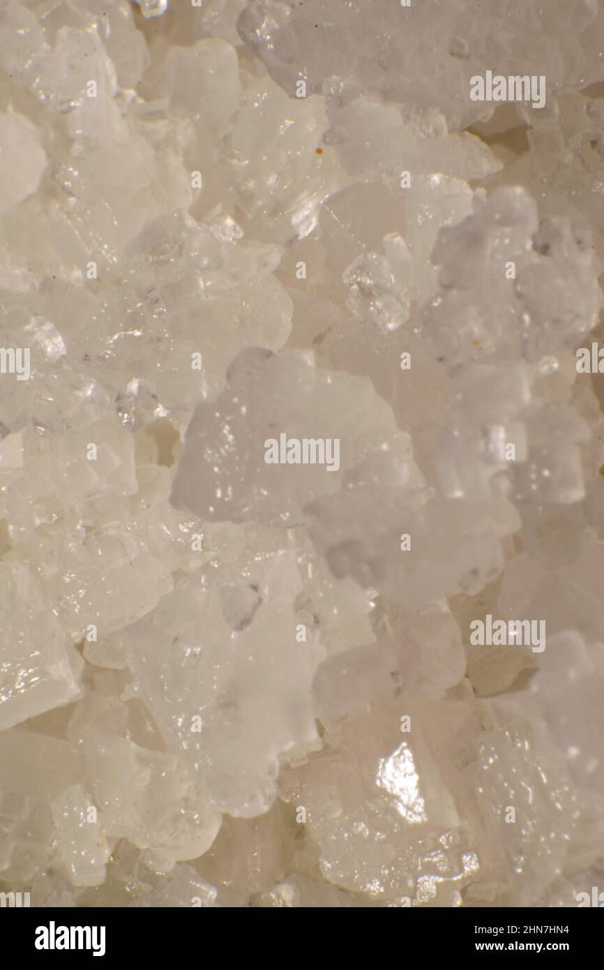 Salt crystals close up, minerals, coocking ingredients. Salt macro