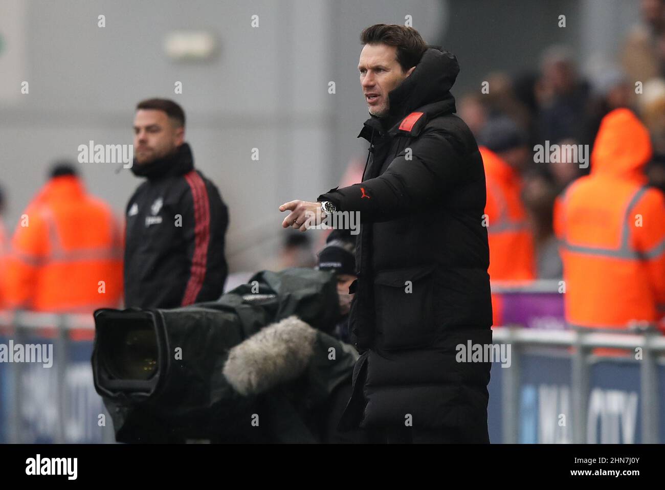 Manchester, England, 13th February 2022.  Gareth Taylor manager of Manchester City  during the The FA Women's Super League match at the Academy Stadium, Manchester. Picture credit should read: Isaac Parkin / Sportimage Stock Photo