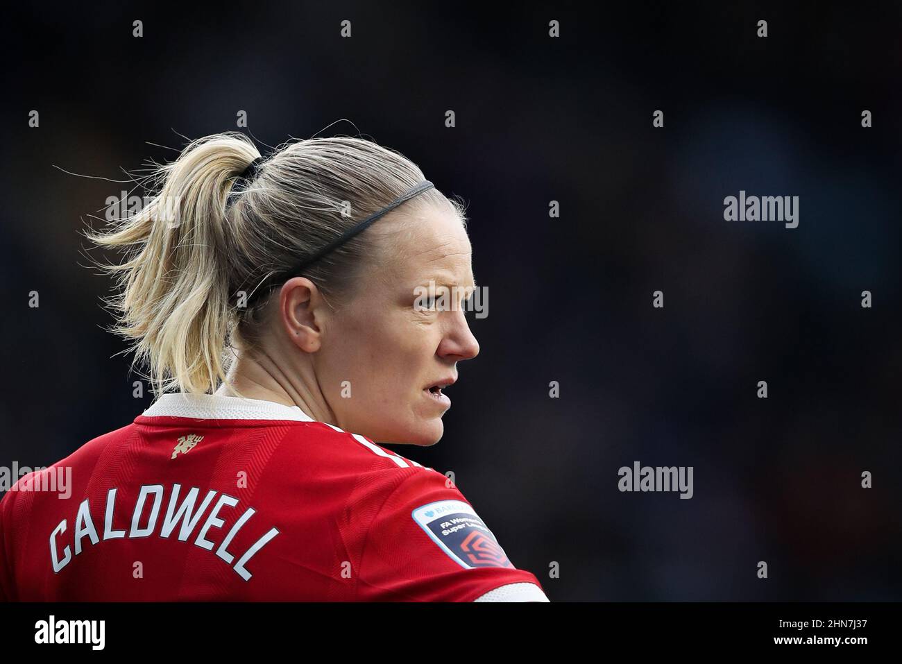 Manchester, England, 13th February 2022.   Diane Caldwell of Manchester United during the The FA Women's Super League match at the Academy Stadium, Manchester. Picture credit should read: Isaac Parkin / Sportimage Stock Photo