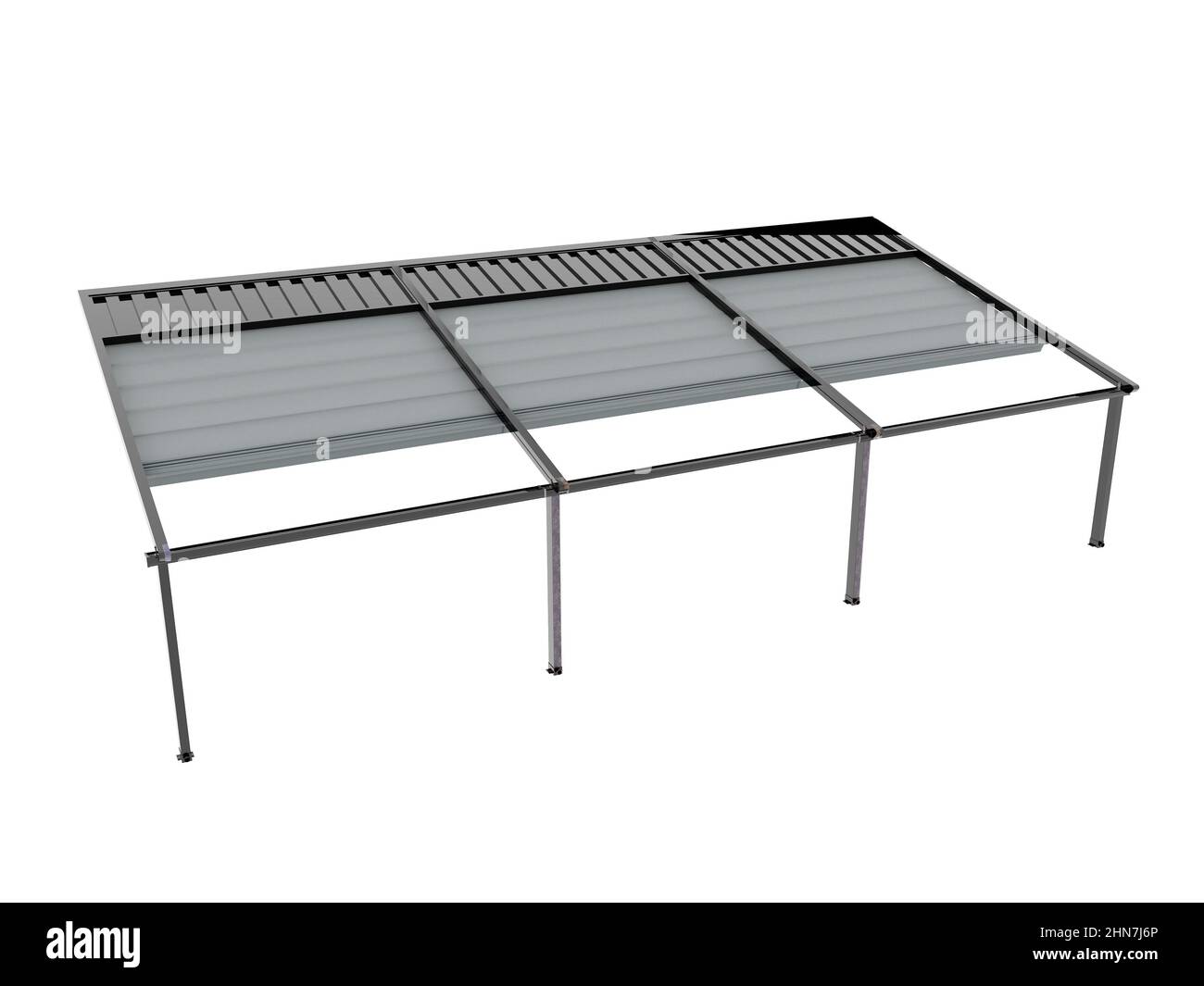 3d render of aluminum pergola, bioclimatic pergola system Stock Photo