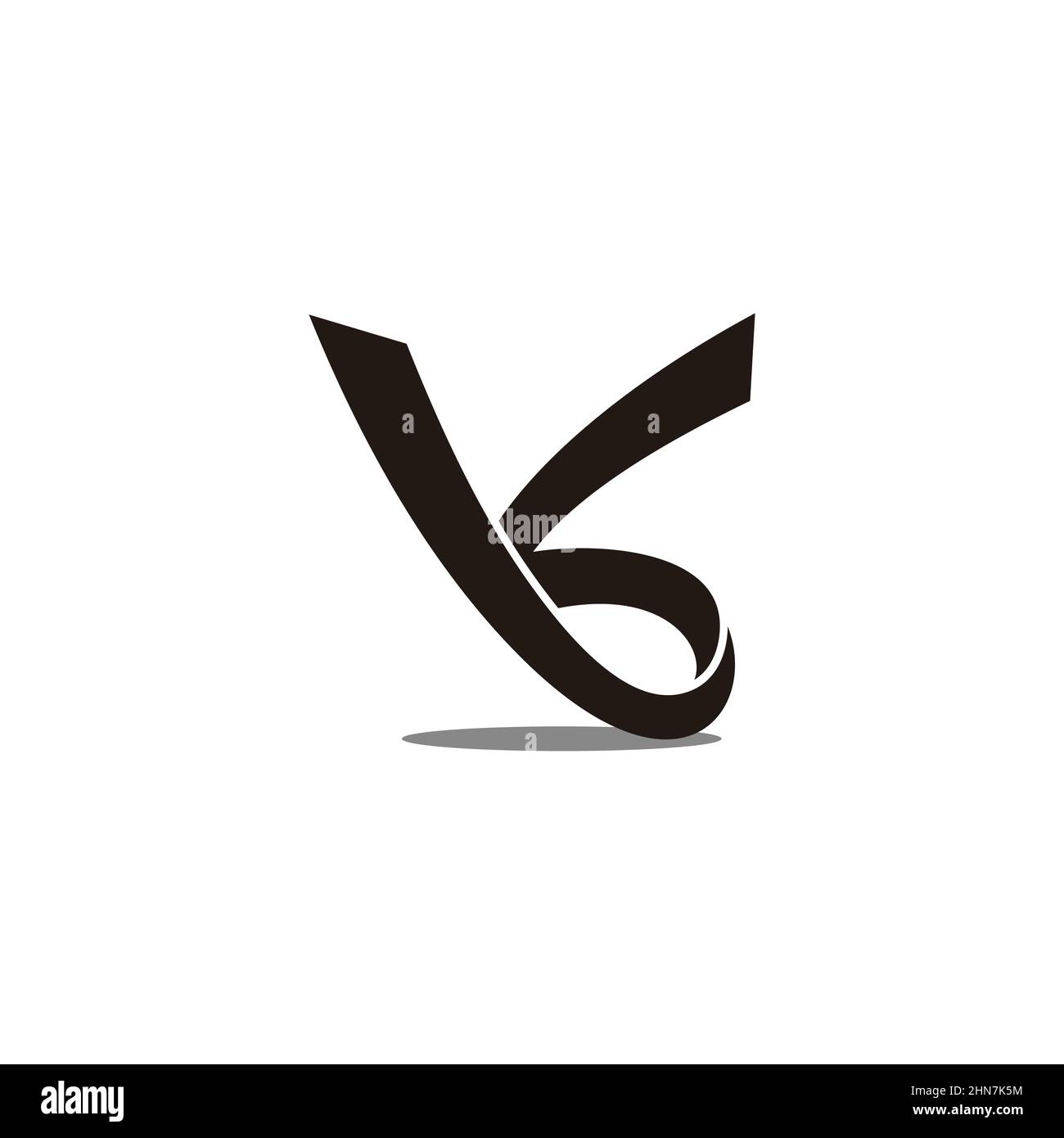 letter kb simple curves ribbon logo vector Stock Vector