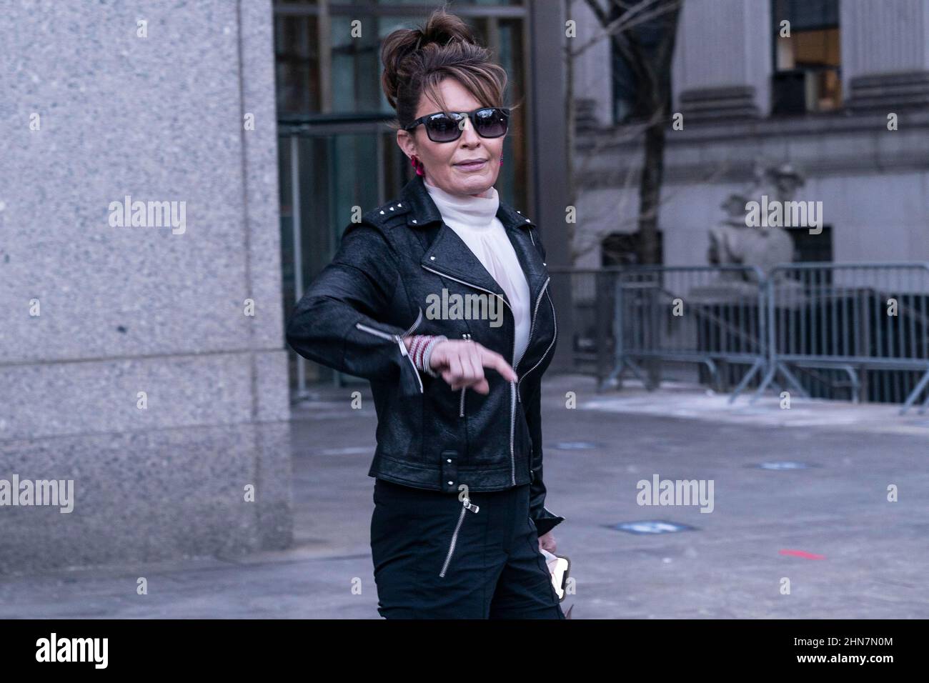 New York, New York, USA. 14th Feb, 2022. New York, NY - February 14, 2022: Sarah Palin, former Governor of Alaska leaves court after judge dismissed her case at U.S. Southern District Court (Credit Image: © Lev Radin/ZUMA Press Wire) Stock Photo