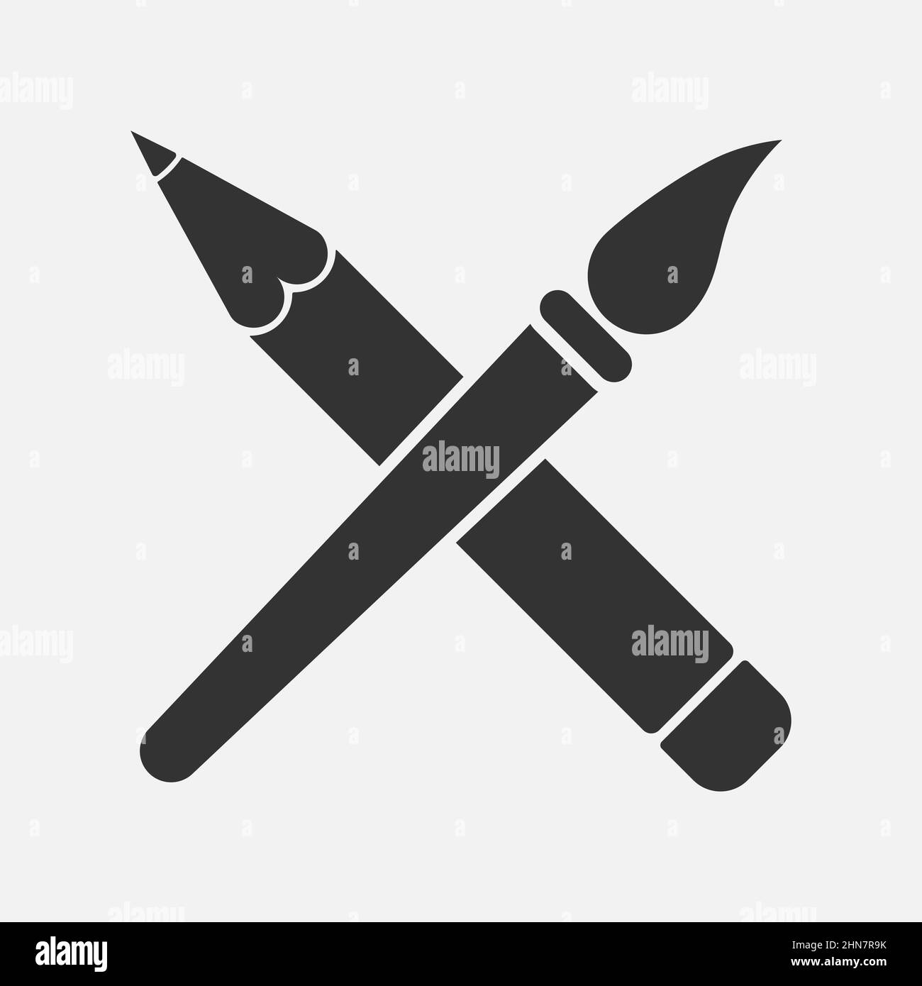 Pencil and paint brush vector icon. Art symbol Stock Vector Image & Art