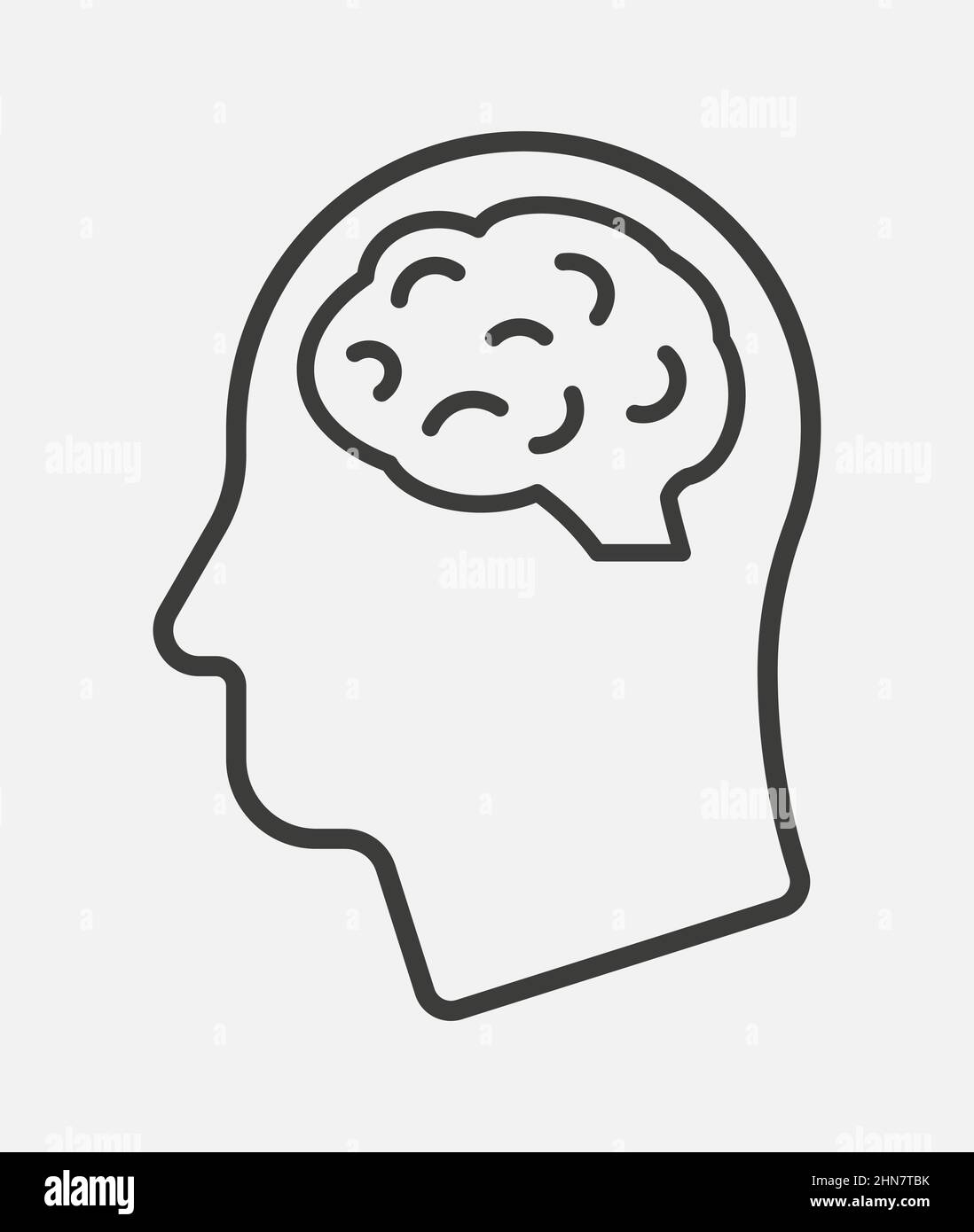 Human head with the brain vector line icon Stock Vector Image & Art - Alamy