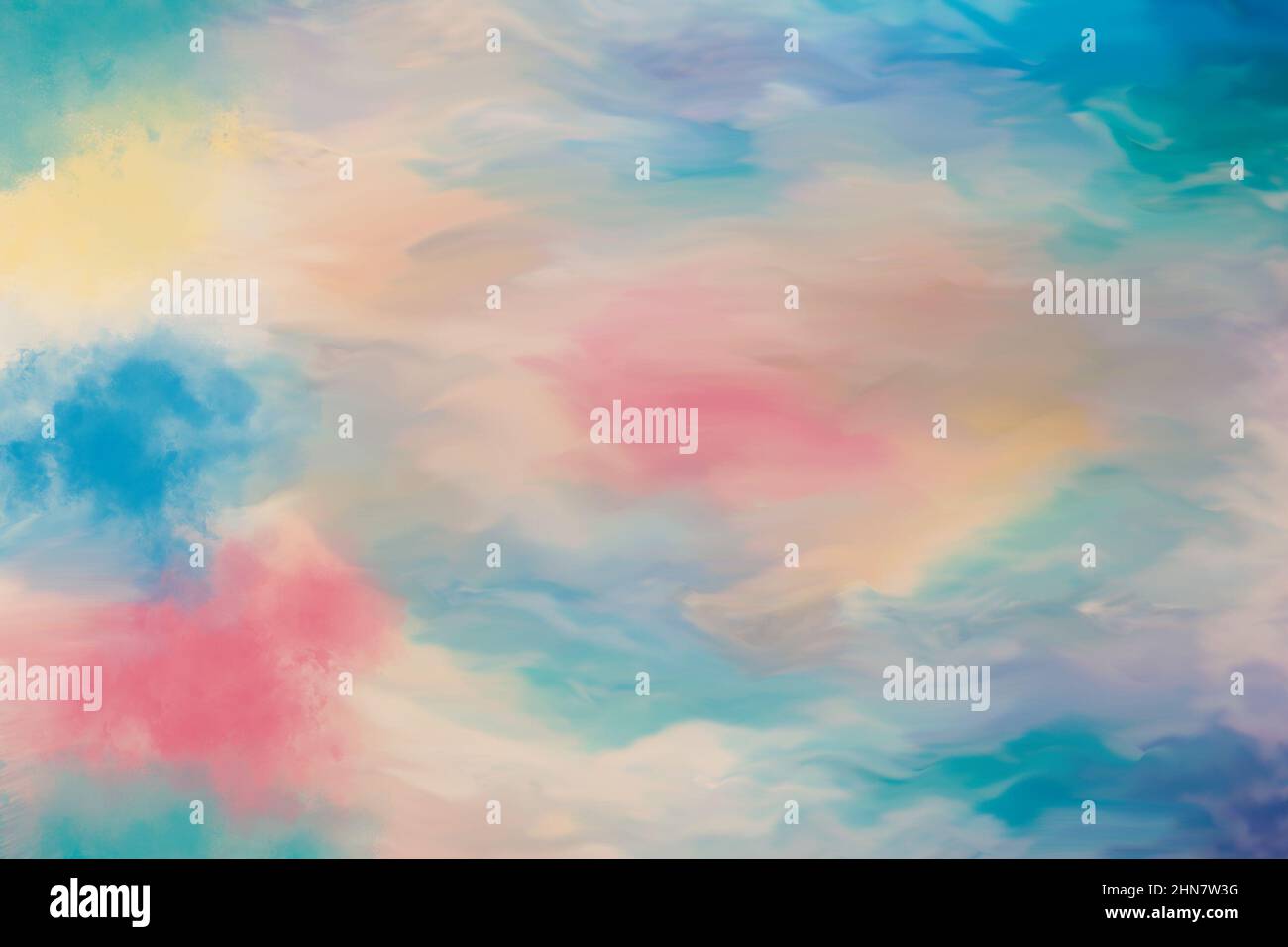 Soft clouds of pastel colors with powder puffs. Gently blurred background, ideal to place text. Stock Photo