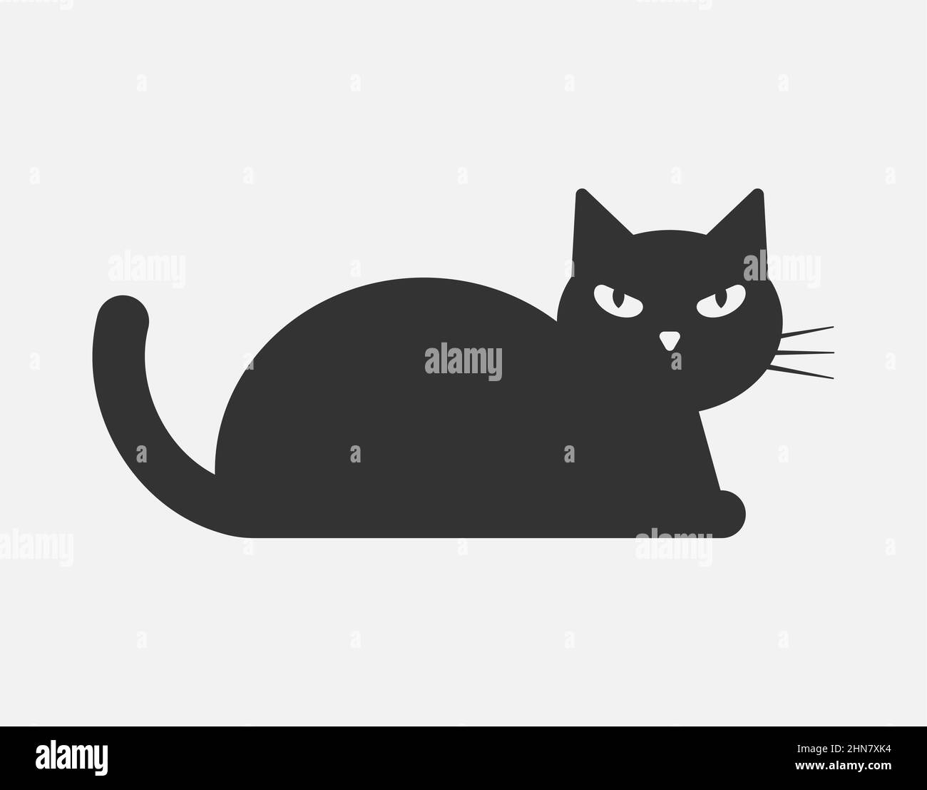 Vector icon black cat sitting. Silhouette of a cat isolated on a