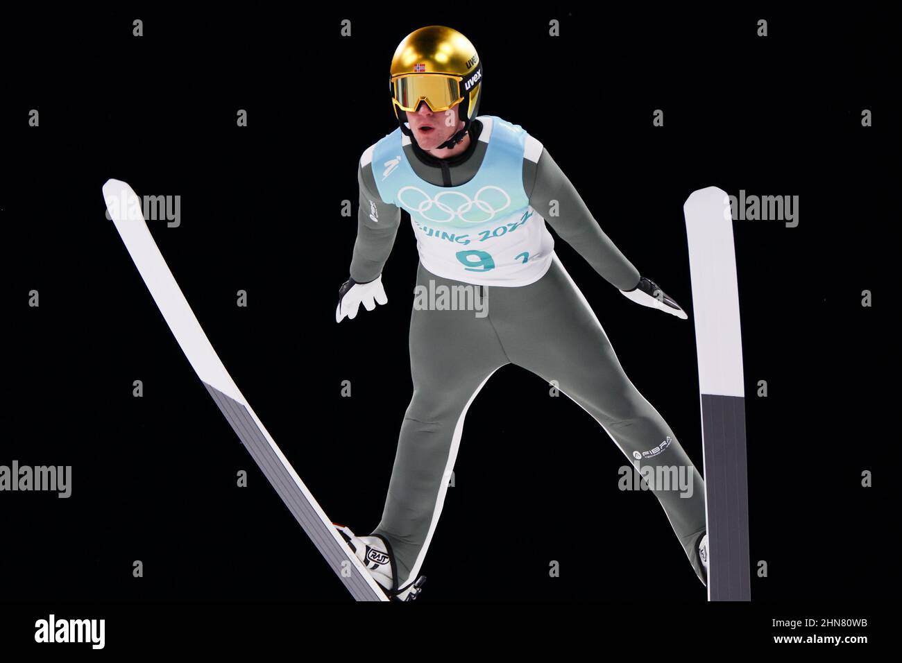 Zhangjiakou, Hebei, China. 14th Feb, 2022. Daniel-Andre Tande (NOR) Ski Jumping : Men's Team large hill during the Beijing 2022 Olympic Winter Games at National Ski Jumping Centre in Zhangjiakou, Hebei, China . Credit: Koji Aoki/AFLO SPORT/Alamy Live News Stock Photo