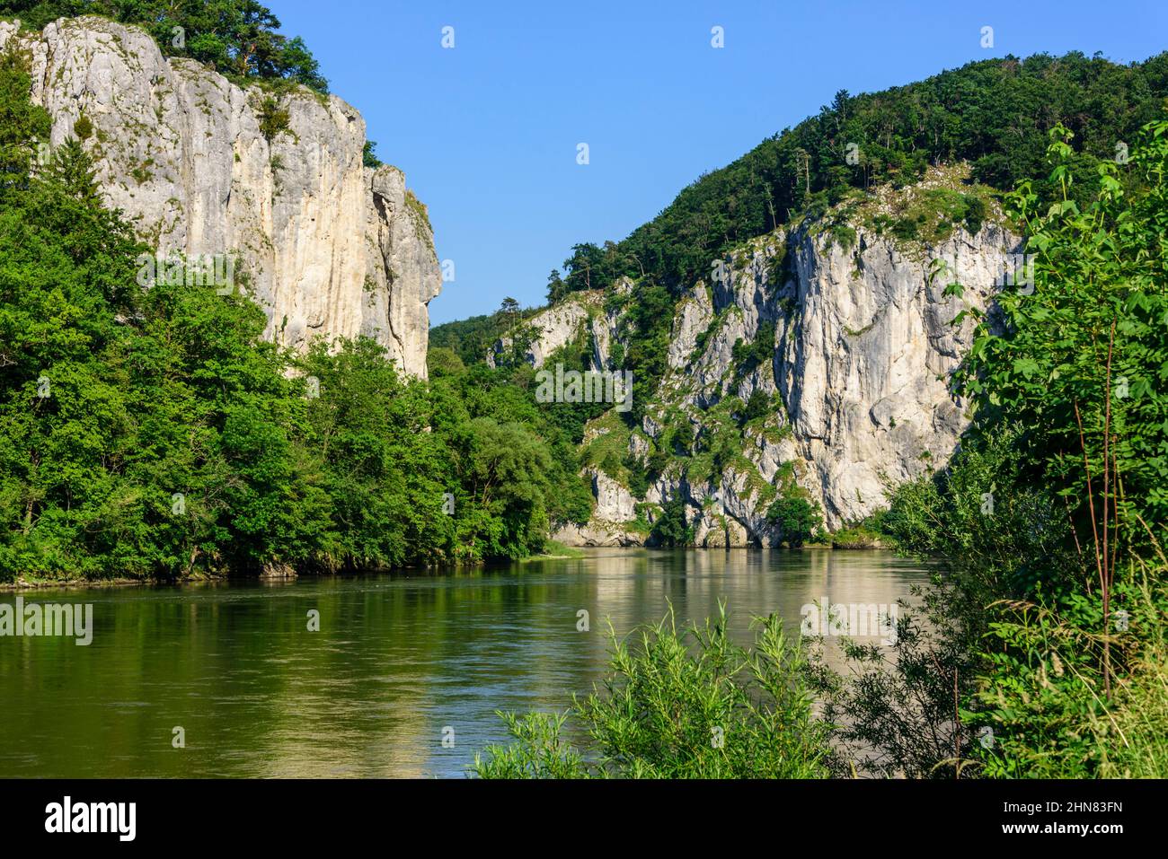 Natural landscape at the Danube breakthrough near Weltenburg Monastery Stock Photo