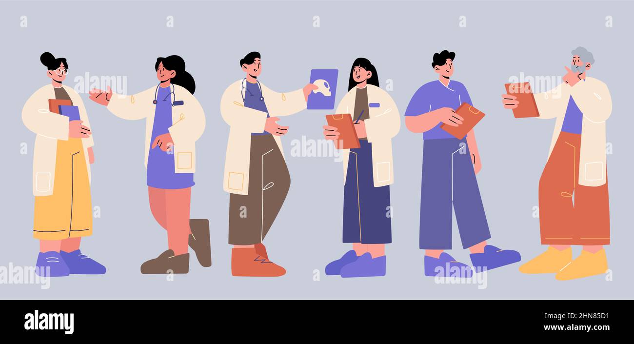 Doctors and nurses hospital staff, medical healthcare team wear white