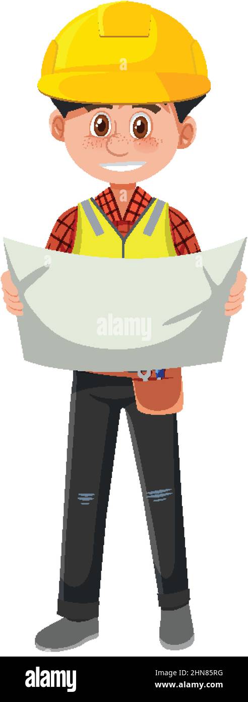 A contractor job cartoon character on white background illustration ...