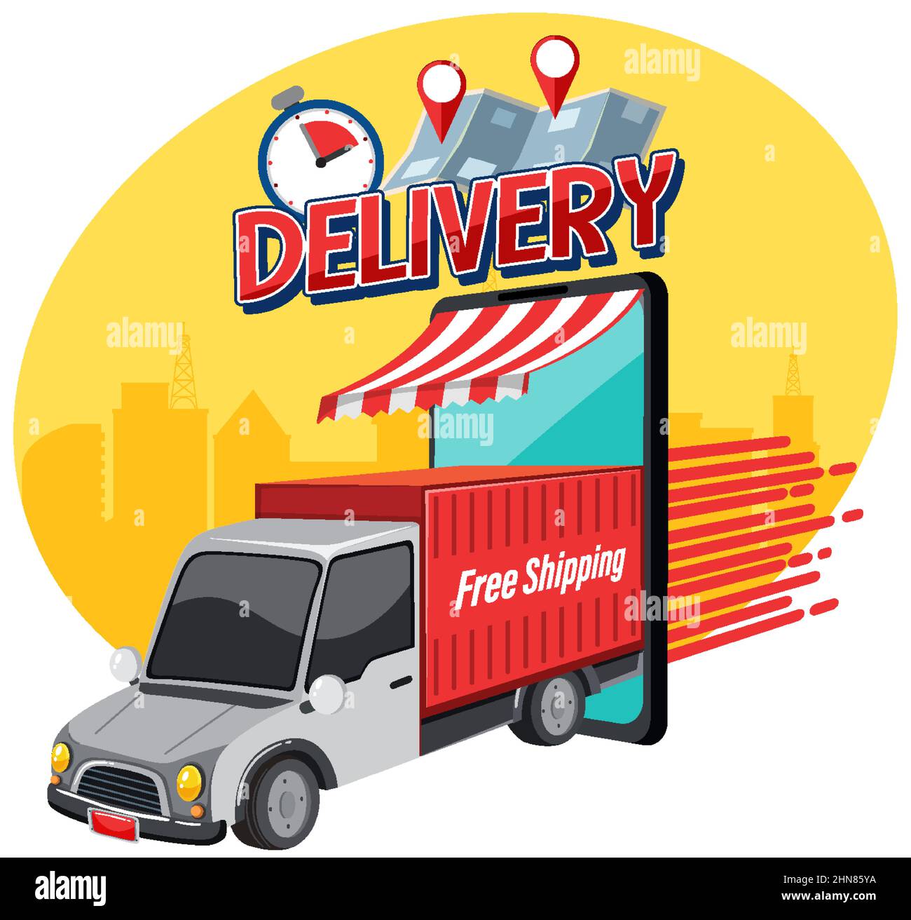 Delivery logotype banner with delivery truck illustration Stock Vector ...
