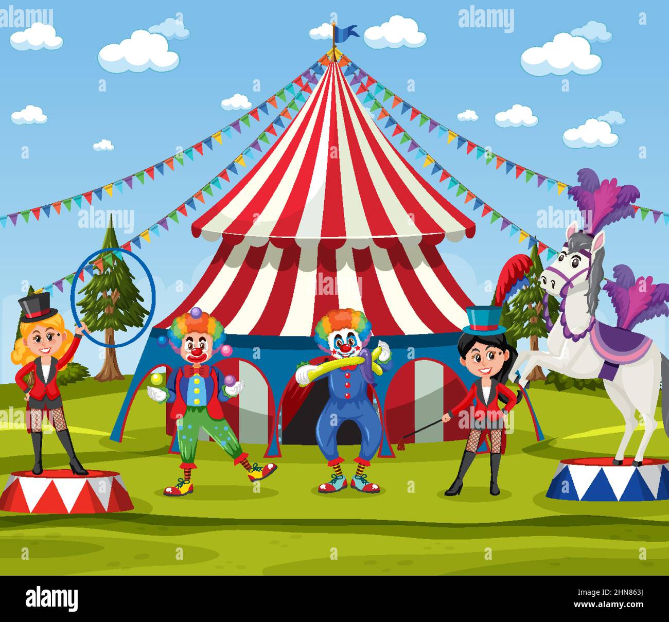 Amusement park scene with circus dome illustration Stock Vector Image ...