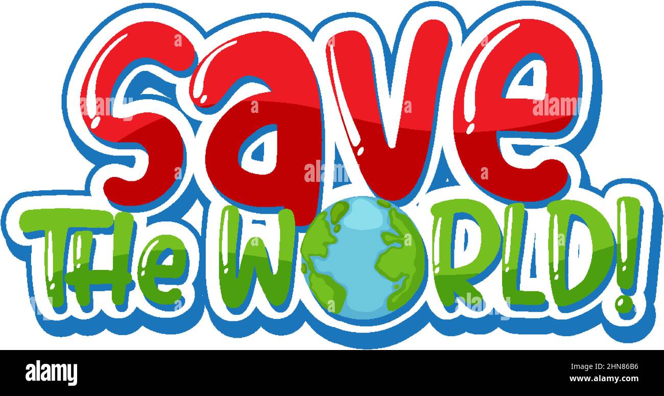 Save The World typography logo design illustration Stock Vector Image