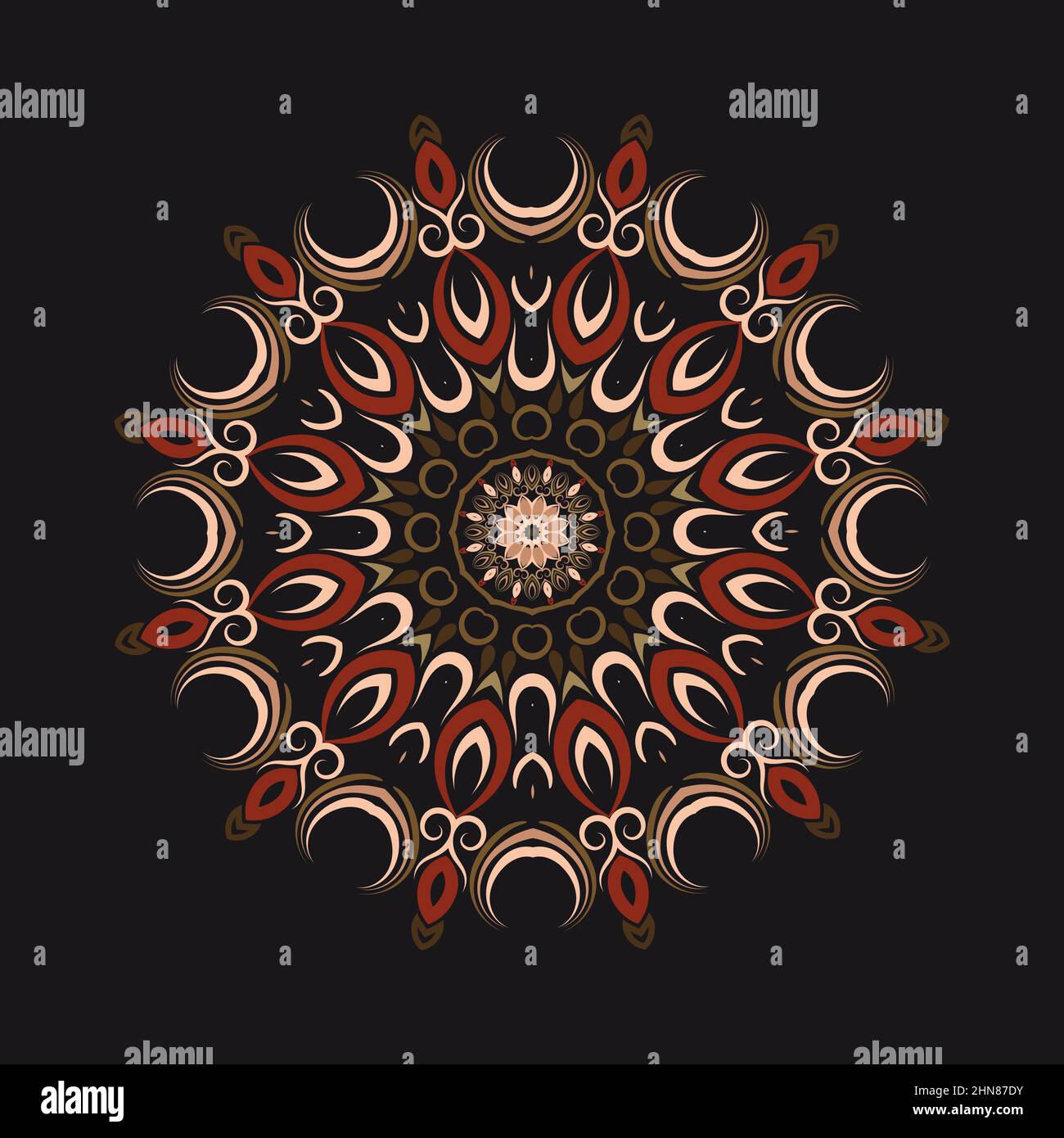Colorful mandala pattern for embroidery. Vector decorative background. Round abstract grunge mandalas in retro style Stock Vector