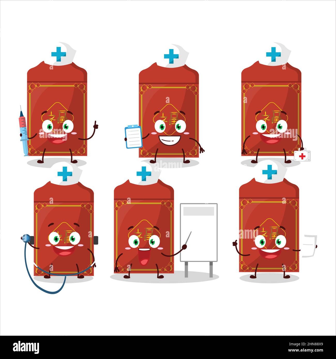 Doctor profession emoticon with red packets chinese cartoon character