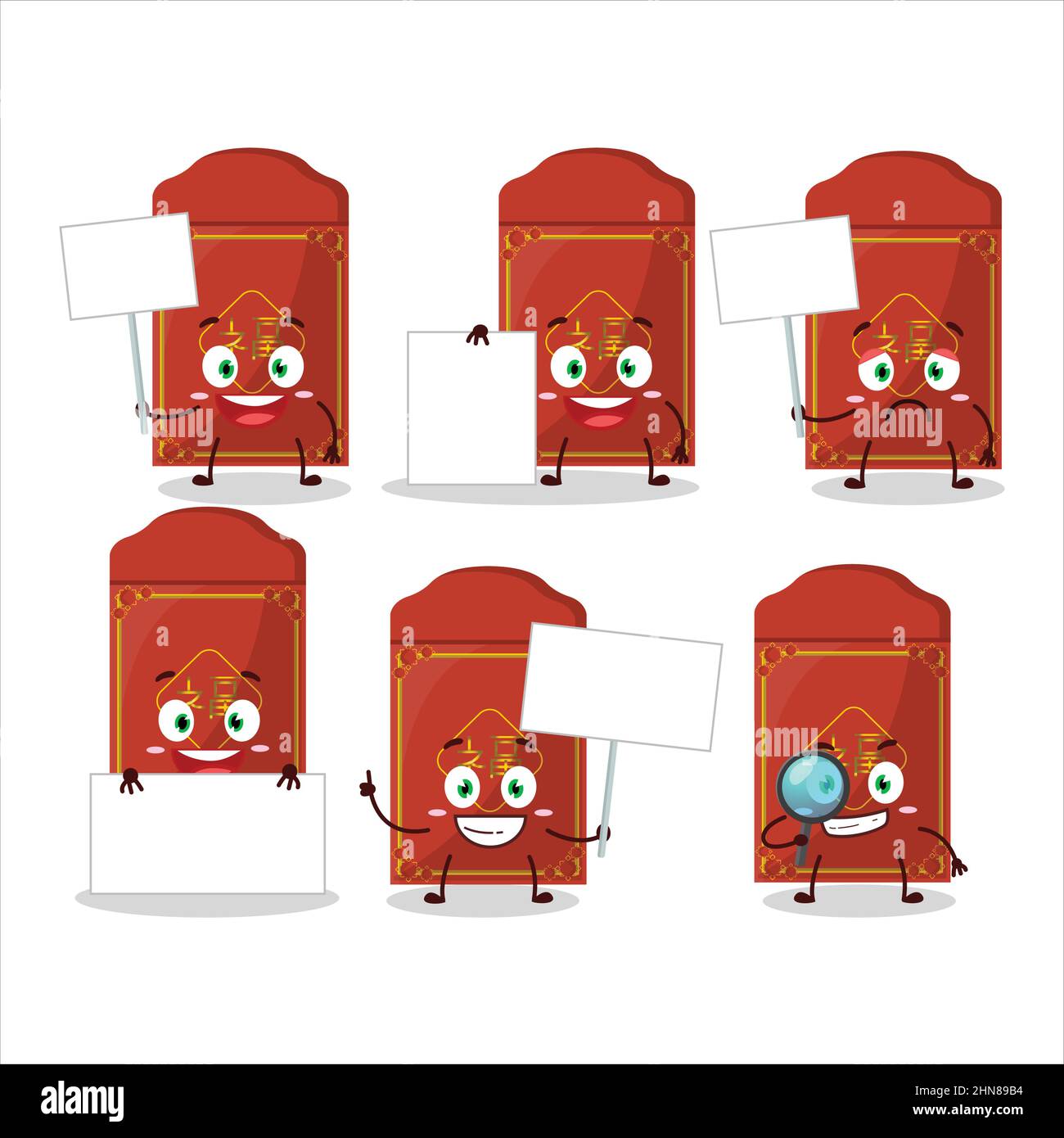 Packet Program Cartoon Red packets chinese cartoon character bring information board. Vector ...