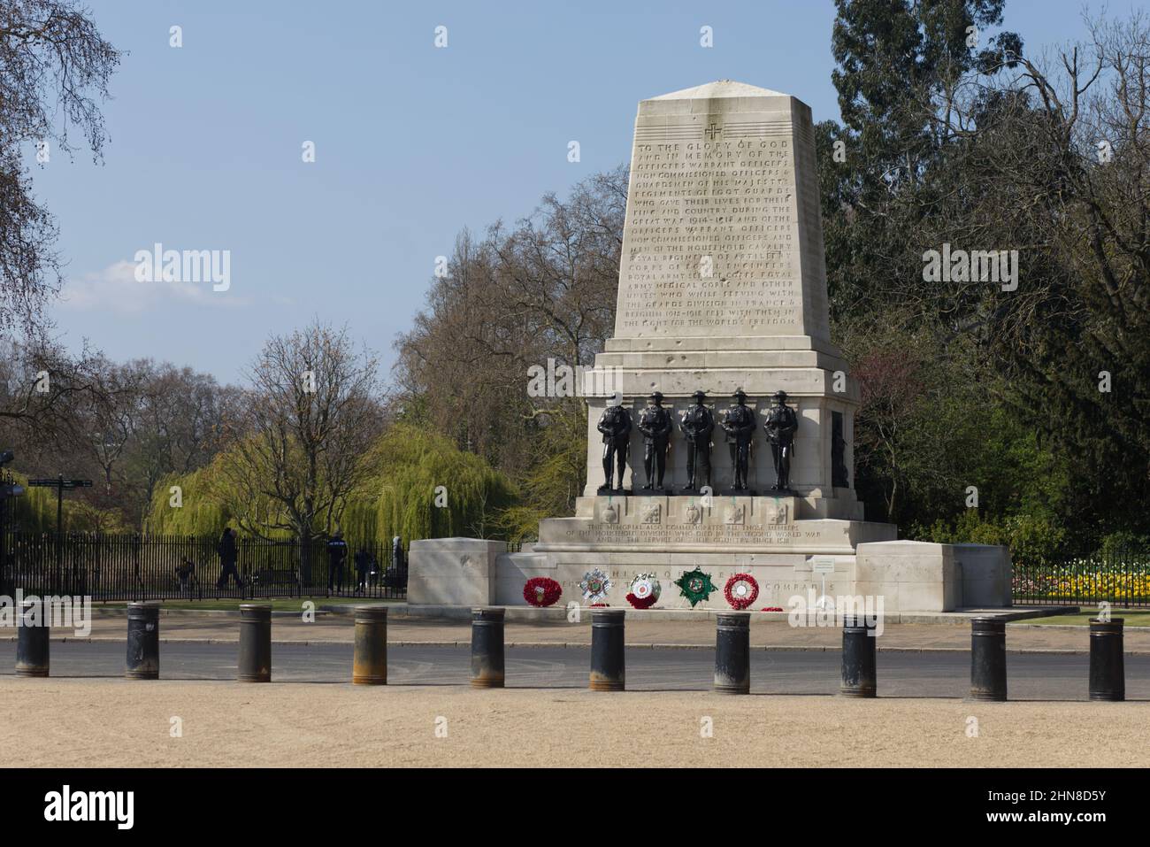 Guards Division War Memorial, west side of Horse Guards Road, Horse Guards Parade in London, commemorates the war dead from the Guards Division Stock Photo