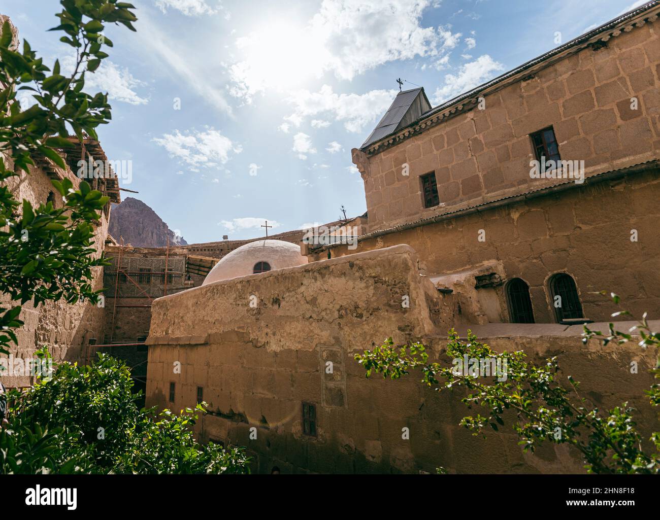 St. Catherine's Monastery, located in desert of Sinai Peninsula in Egypt at the foot of Mount Moses Stock Photo