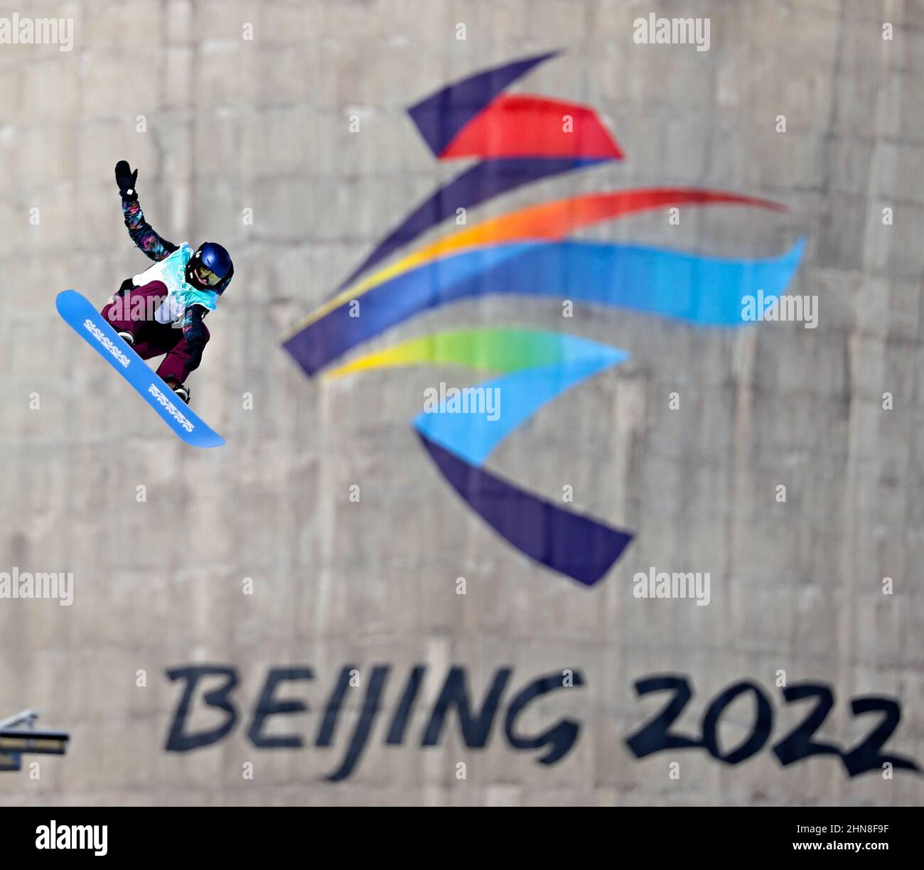 ZHANGJIAKOU, CHINA - FEBRUARY 15: Melissa Peperkamp of the Netherlands competing at the Big Air Final during the Beijing 2022 Olympic Games at the Genting Snow Park P & X Stadium on February 15, 2022 in Zhangjiakou, China (Photo by Iris van den Broek/Orange Pictures) NOCNSF Stock Photo