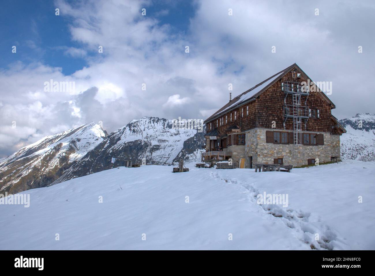 Neue Further Hutte in national park Hohe Tauern in Tirol, Austria Stock Photo