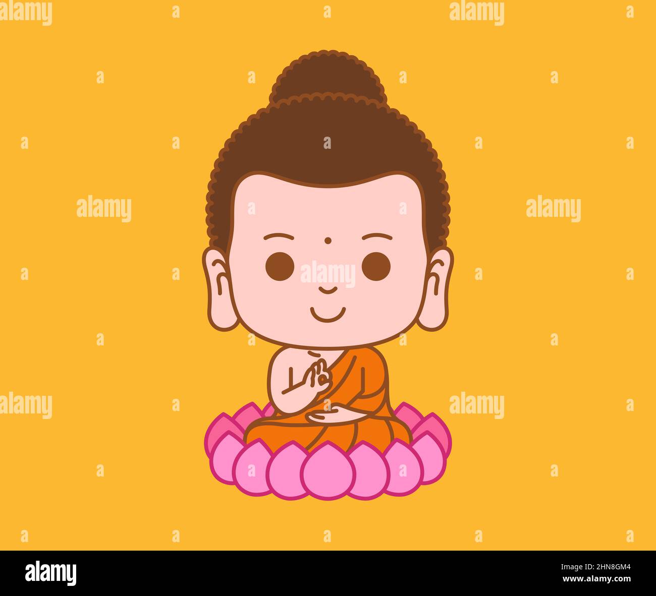 Little buddha cartoon character meditation on lotus flower outline vector  illustration Stock Vector Image & Art - Alamy