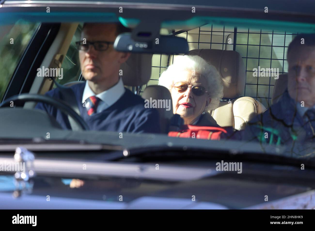 Queen Elizabeth II is seen leaving her Sandringham Estate, the day(02)