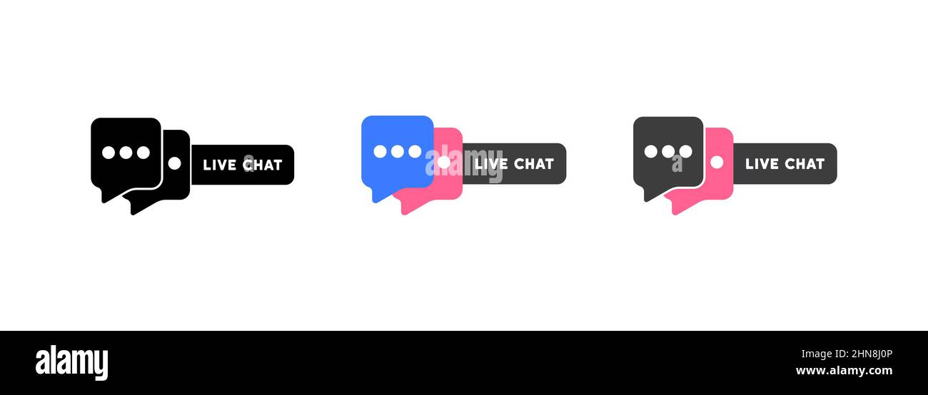 Live chat icon set. Hotline support service. Chatbot. Vector on isolated white background. EPS 10. Stock Vector