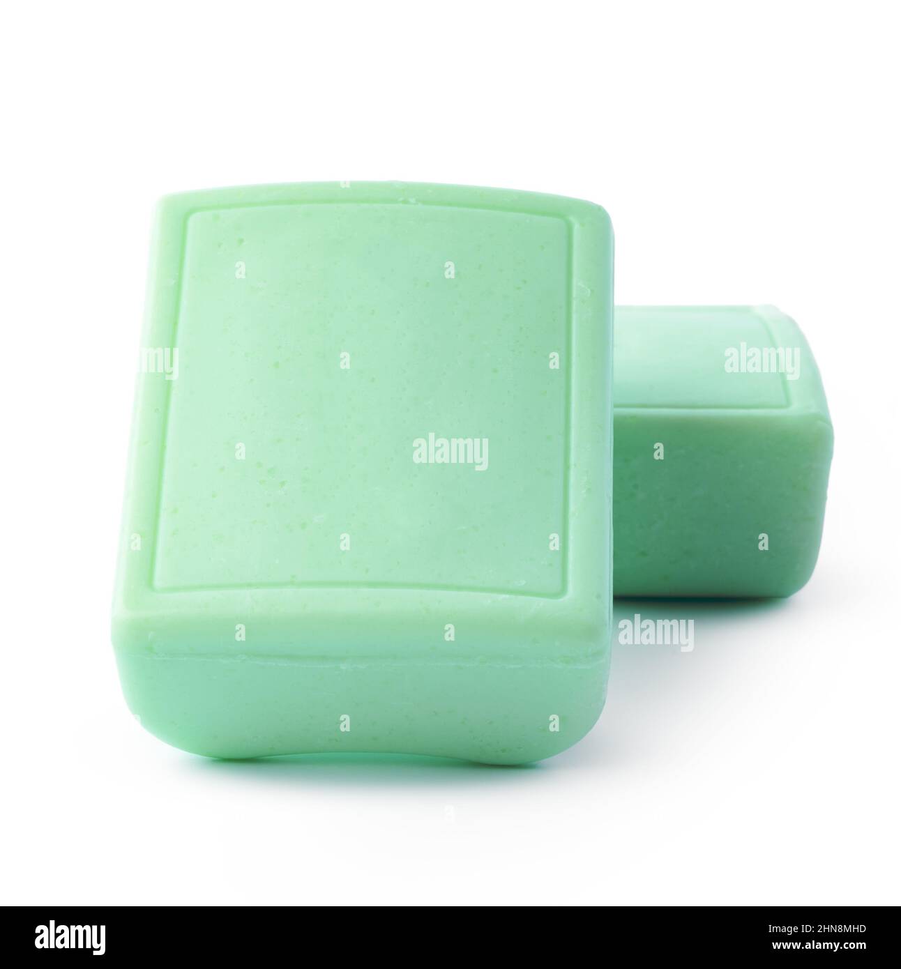 Green soap bars isolated on white background Stock Photo - Alamy