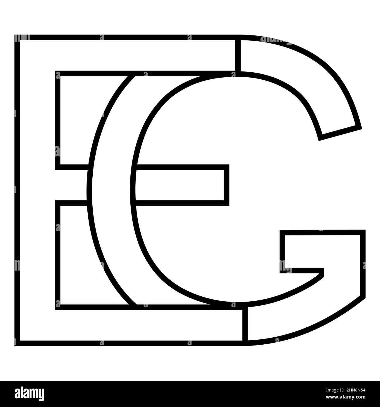 Logo sign eg ge, icon nft eg interlaced, letters e g Stock Vector