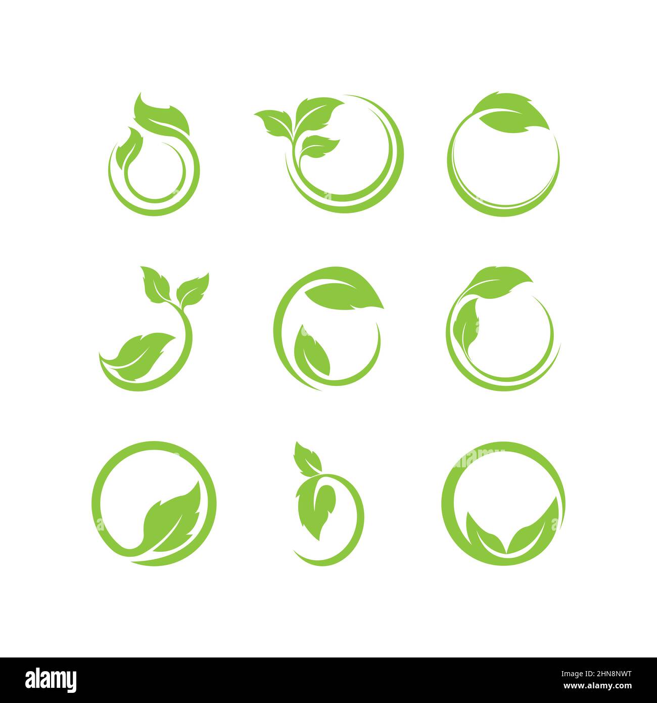 Green leaves logo.green leaf icons set vector template Stock Vector
