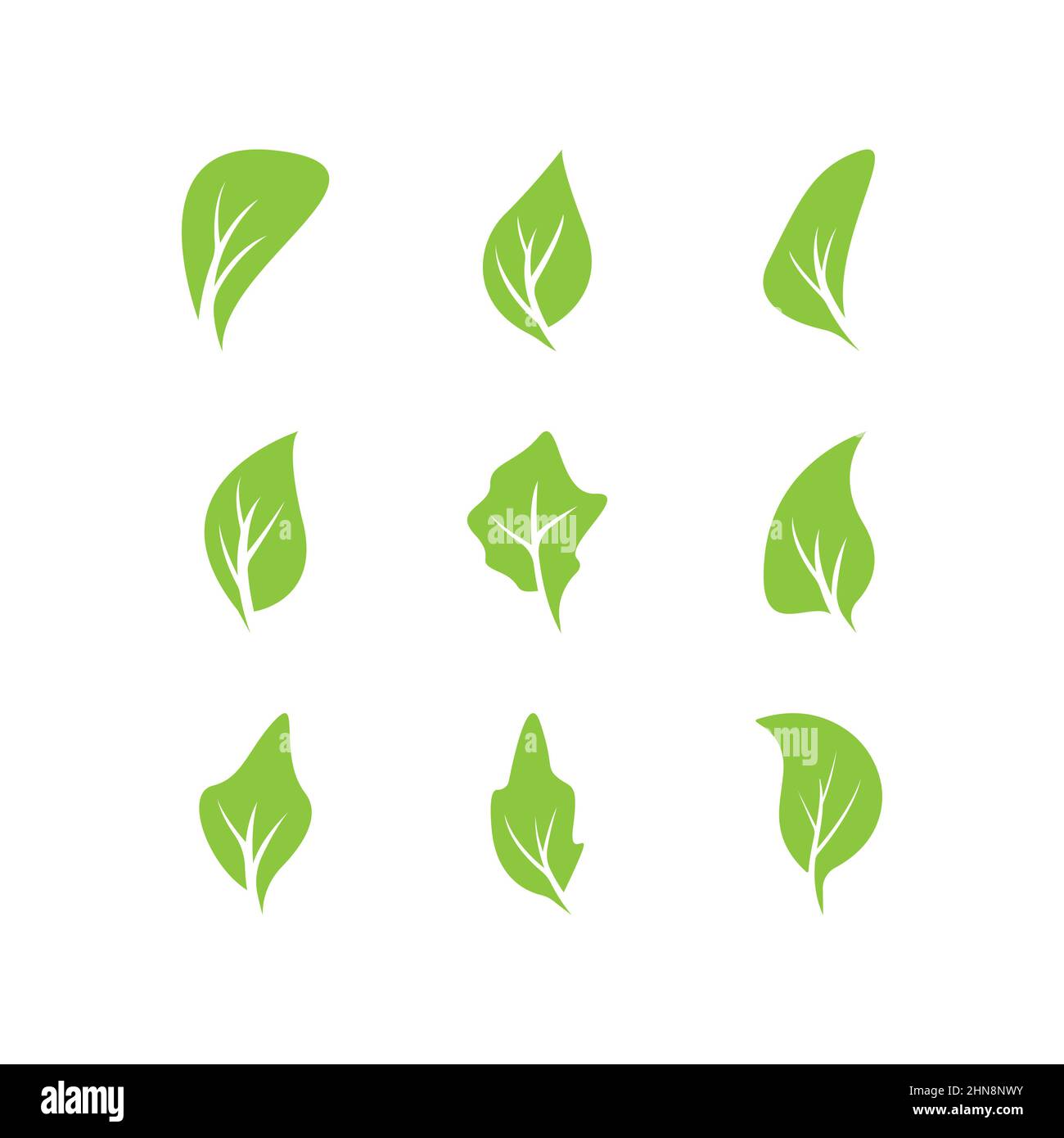 Green leaves logo.green leaf icons set vector template Stock Vector