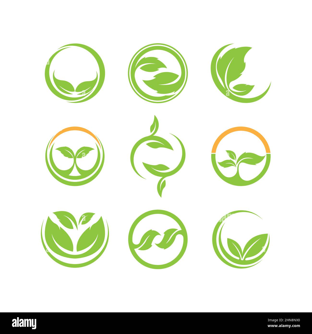 Green leaves logo.green leaf icons set vector template Stock Vector