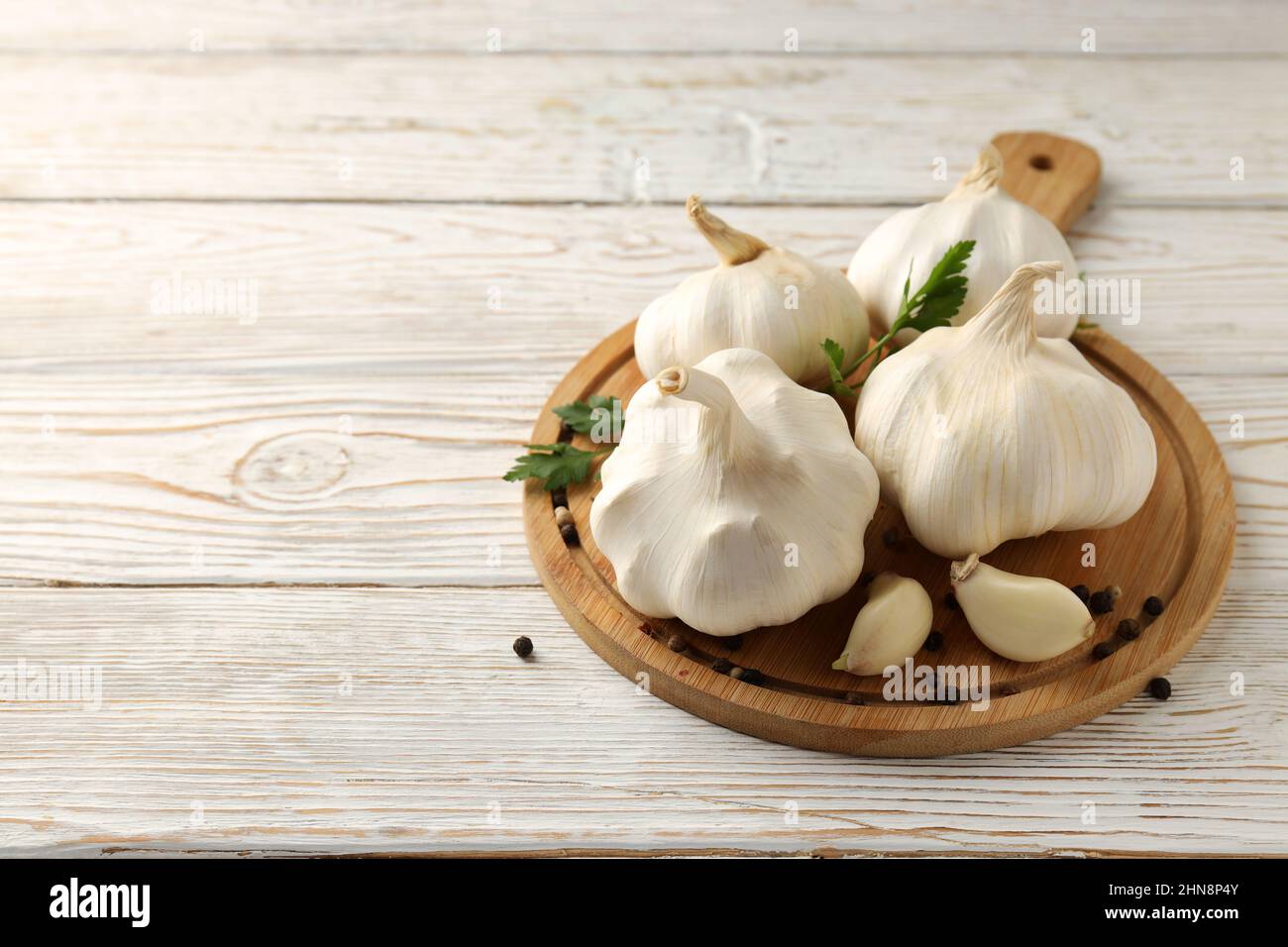 Concept of cooking with garlic, space for text Stock Photo - Alamy