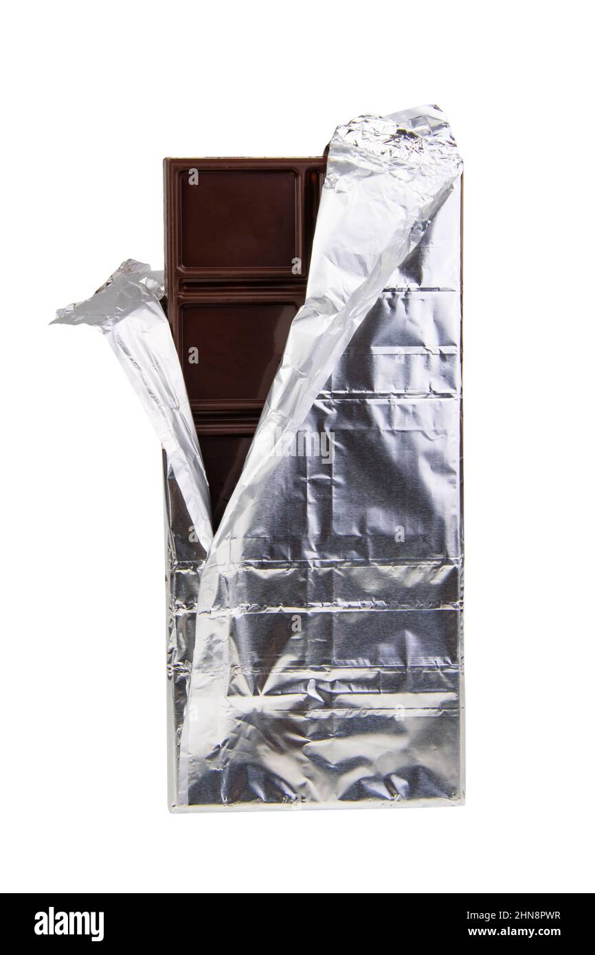 Chocolate bar in foil isolated on the white background Stock Photo - Alamy