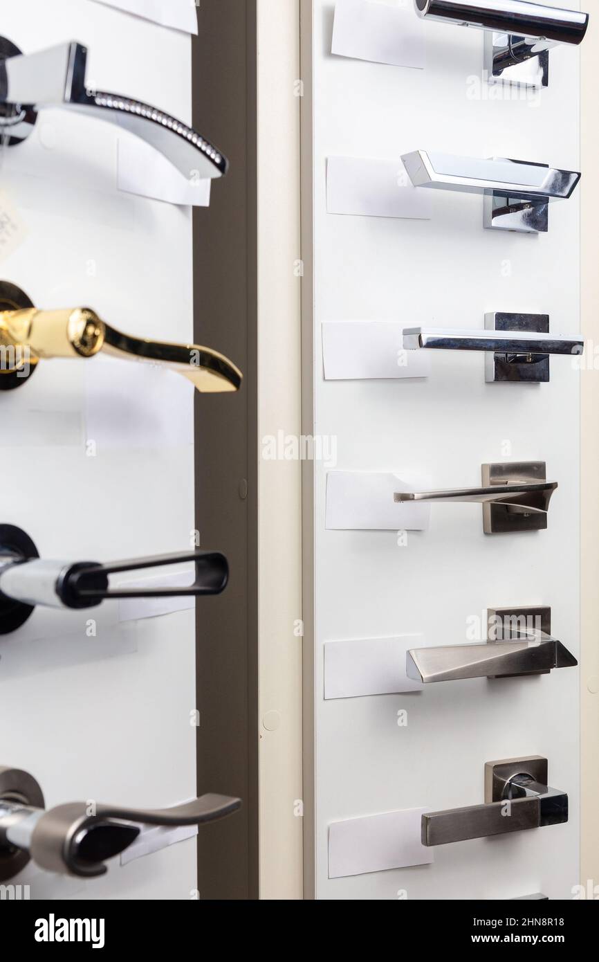 Door closers in a specialized store. Many different door and gate