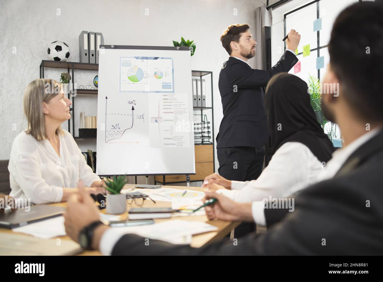 Presentation man suit flip chart hi-res stock photography and images ...