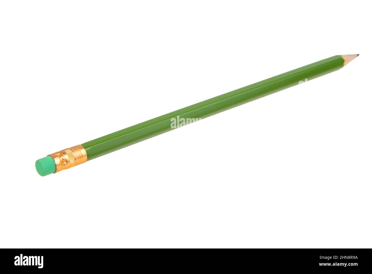 Green pencil craft isolated on the white background Stock Photo - Alamy