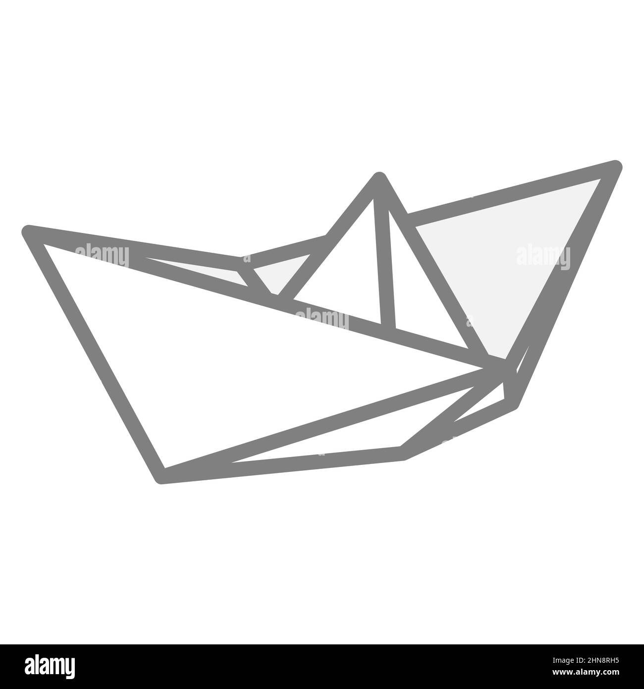Vector illustration of paper boat icon. Outline simple paper boat isolated on white background