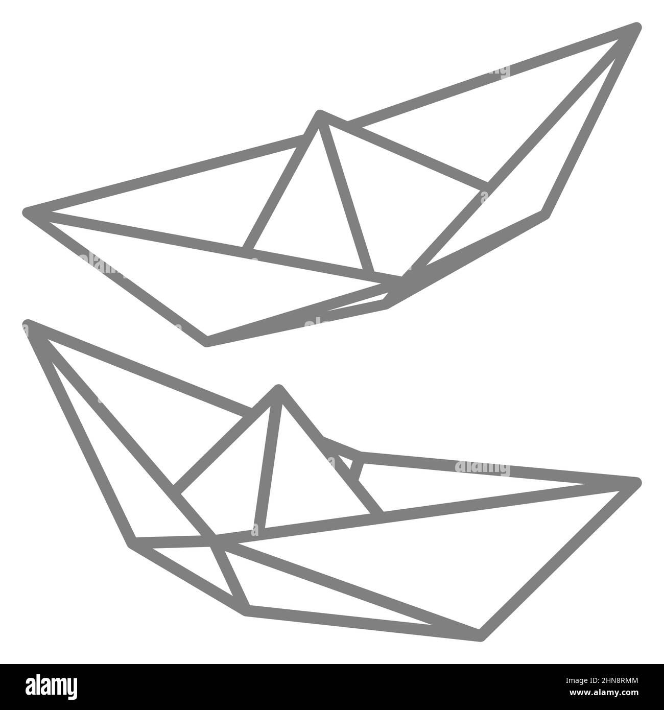 Set of vector illustrations of paper boat icons. Outline simple paper boat isolated on white