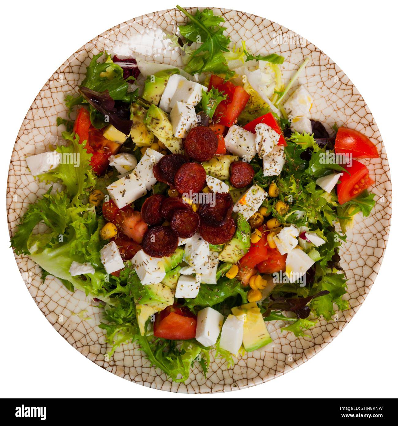 Fresh vegetable salad with mozzarella and sausages Stock Photo Alamy