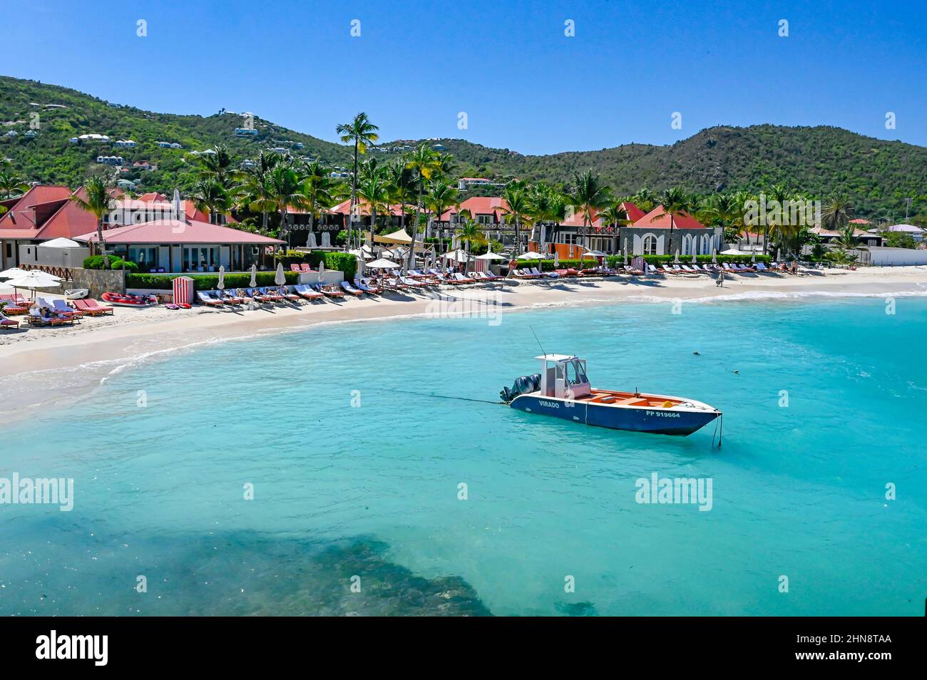 The Eden Rock Hotel at the bay of Saint-Jean on the Caribbean island of Saint-Barthélemy (St Barths) in the French West Indies Stock Photo