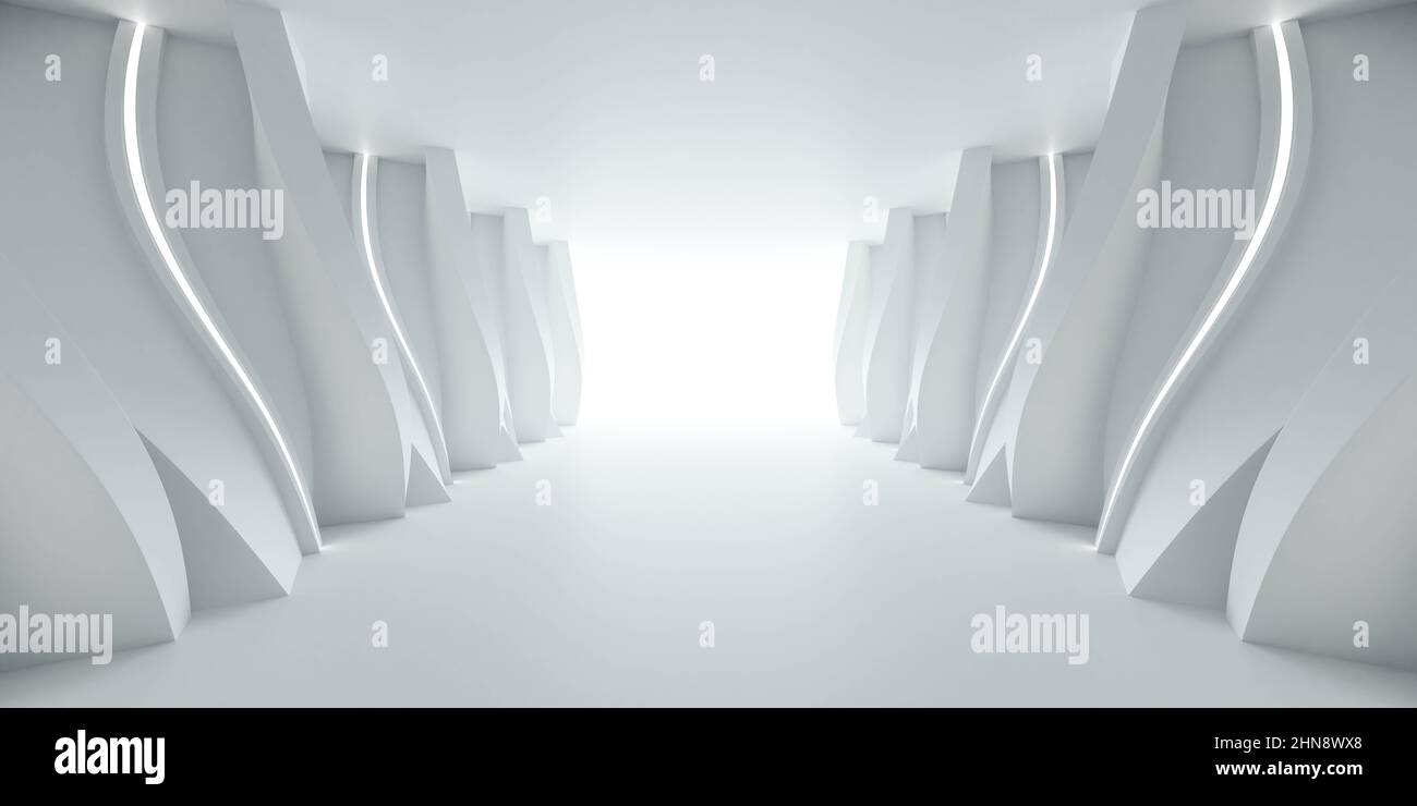 360 degree full panorama environment map of white abstract basement ...